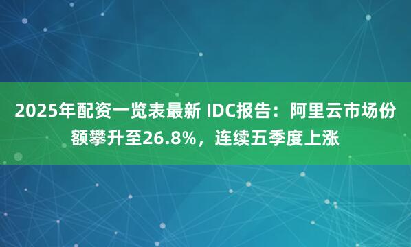 2025年配资一览表最新 IDC报告：阿里云市场份额攀升至26.8%，连续五季度上涨