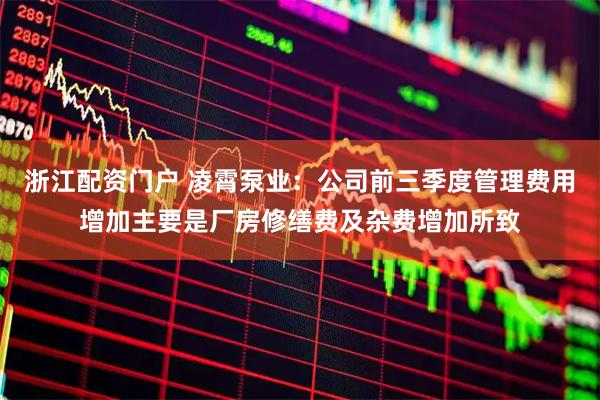 浙江配资门户 凌霄泵业：公司前三季度管理费用增加主要是厂房修缮费及杂费增加所致