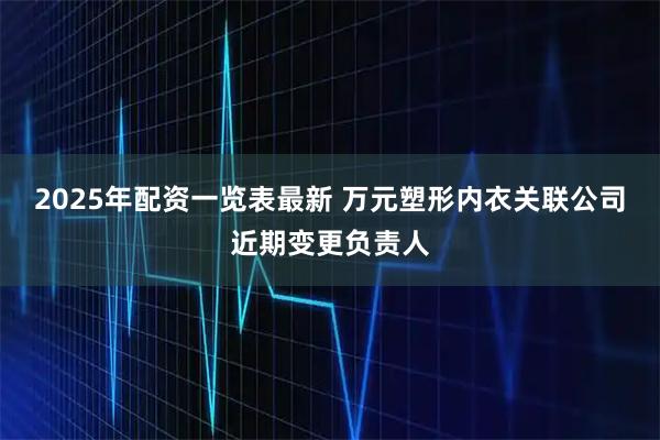 2025年配资一览表最新 万元塑形内衣关联公司近期变更负责人